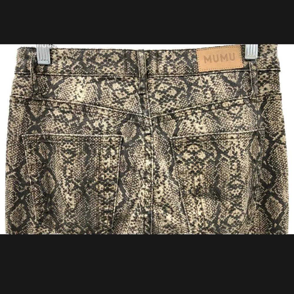 Show Me Your Mumu Size 27 Flare High Rise Berkeley Bells Queen Cobra Snake Jeans - Picture 7 of 11